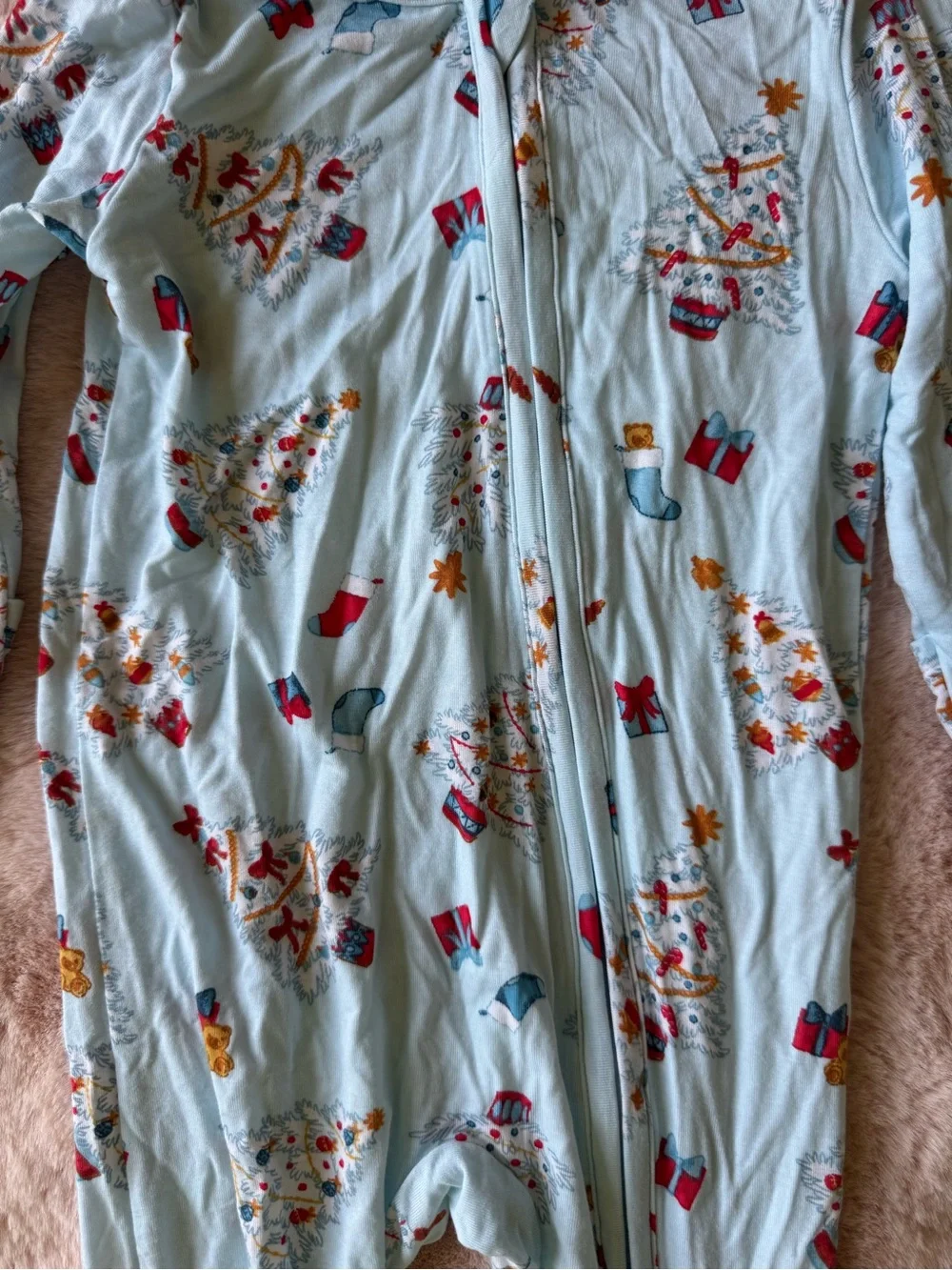 NWT Angel Dear 2-Way Zipper Footie Pajamas Vintage Christmas Trees Size 6-9mo